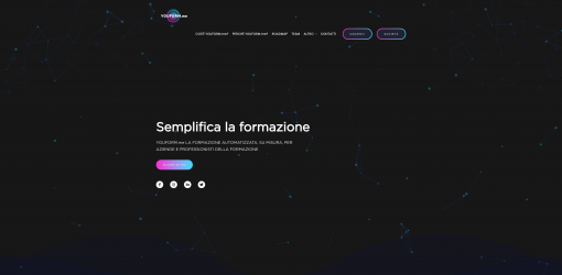 La schermata dell'homepage di YOUFORM.me, ideata da taglianigruppoadv